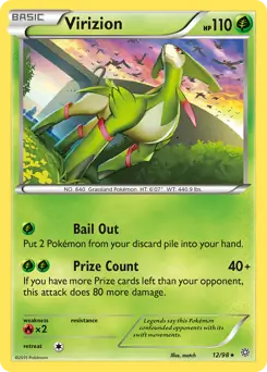 Virizion Pokemon card from Ancient Origins