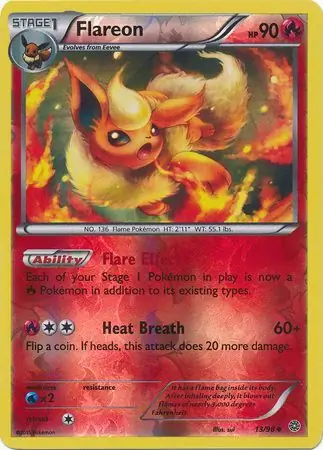 Flareon Reverse Holo Pokemon card from Ancient Origins