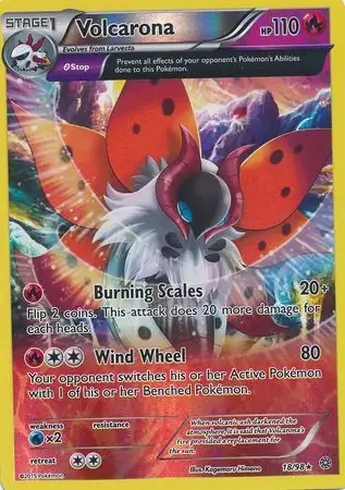 Volcarona Reverse Holo Pokemon card from Ancient Origins