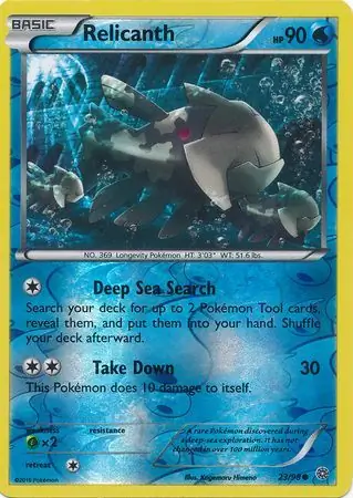 Relicanth Reverse Holo Pokemon card from Ancient Origins