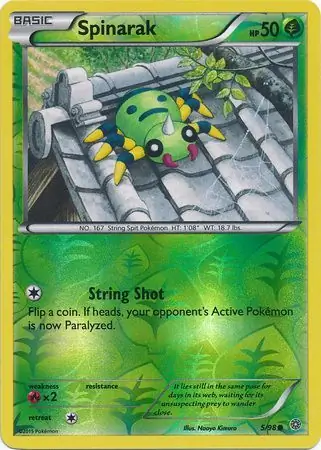 Spinarak Reverse Holo Pokemon card from Ancient Origins
