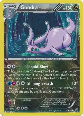 Goodra Reverse Holo Pokemon card from Ancient Origins