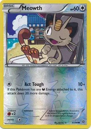 Meowth Reverse Holo Pokemon card from Ancient Origins