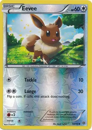Eevee Reverse Holo Pokemon card from Ancient Origins