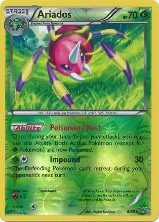 Ariados Reverse Holo Pokemon card from Ancient Origins