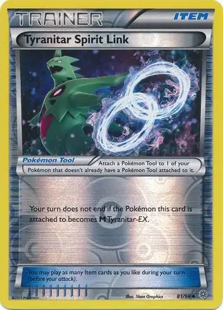 Tyranitar Spirit Link Reverse Holo Pokemon card from Ancient Origins