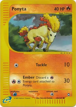 Ponyta Reverse Holo Pokemon card from Aquapolis