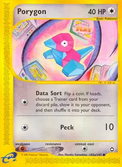 Porygon Pokemon card from Aquapolis