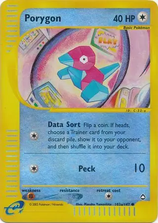Porygon Reverse Holo Pokemon card from Aquapolis