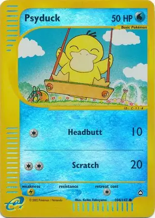 Psyduck Reverse Holo Pokemon card from Aquapolis