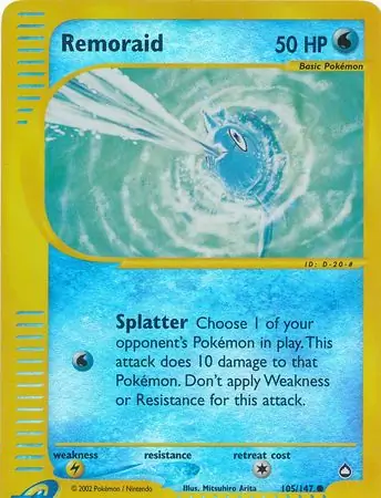 Remoraid Reverse Holo Pokemon card from Aquapolis