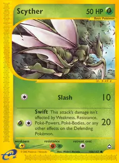 Scyther Pokemon card from Aquapolis