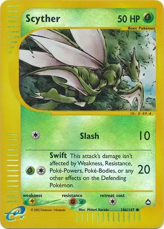 Scyther Reverse Holo Pokemon card from Aquapolis