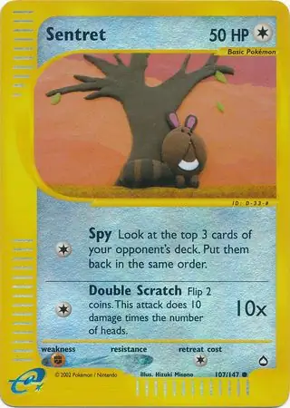 Sentret Reverse Holo Pokemon card from Aquapolis