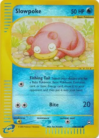 Slowpoke Reverse Holo Pokemon card from Aquapolis