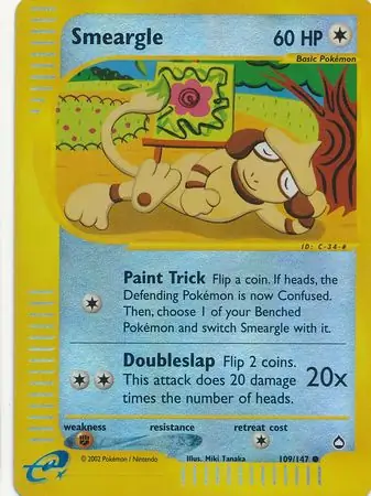 Smeargle Reverse Holo Pokemon card from Aquapolis