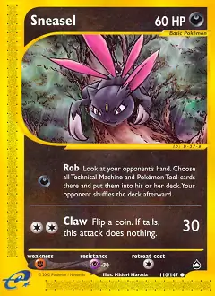 Sneasel Pokemon card from Aquapolis