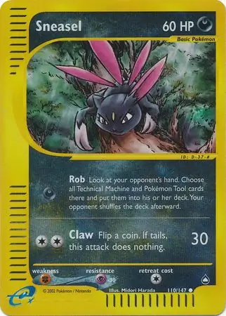 Sneasel Reverse Holo Pokemon card from Aquapolis