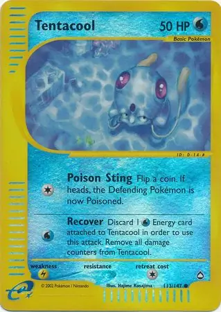 Tentacool Reverse Holo Pokemon card from Aquapolis