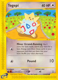 Togepi Pokemon card from Aquapolis