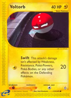 Voltorb Pokemon card from Aquapolis