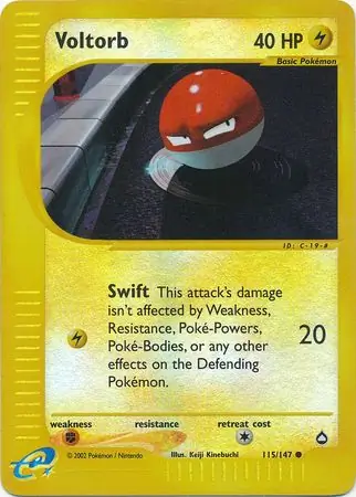 Voltorb Reverse Holo Pokemon card from Aquapolis