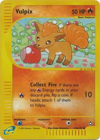 Vulpix Reverse Holo Pokemon card from Aquapolis