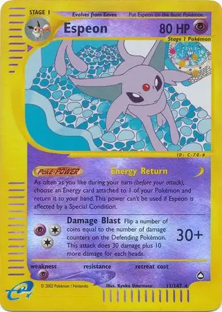 Espeon Reverse Holo Pokemon card from Aquapolis
