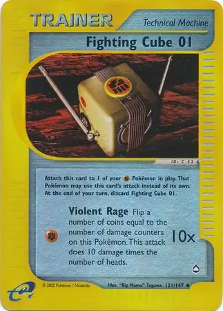 Fighting Cube 01 Reverse Holo Pokemon card from Aquapolis