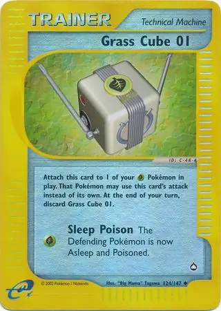 Grass Cube 01 Reverse Holo Pokemon card from Aquapolis