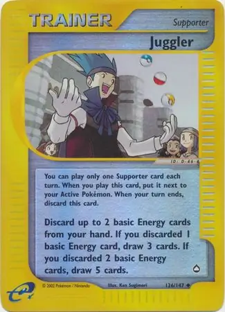 Juggler Reverse Holo Pokemon card from Aquapolis