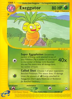 Exeggutor Pokemon card from Aquapolis