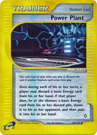 Power Plant Reverse Holo Pokemon card from Aquapolis