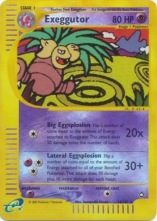 Exeggutor Reverse Holo Pokemon card from Aquapolis