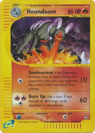 Houndoom Reverse Holo Pokemon card from Aquapolis