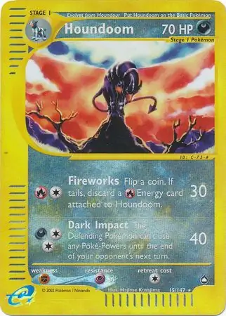 Houndoom Reverse Holo Pokemon card from Aquapolis