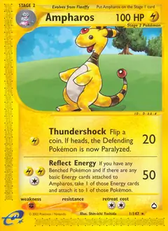 Ampharos Pokemon card from Aquapolis