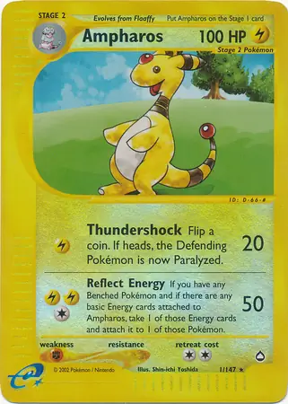 Ampharos Reverse Holo Pokemon card from Aquapolis