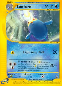 Lanturn Pokemon card from Aquapolis