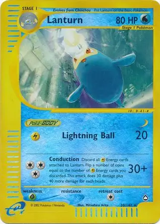 Lanturn Reverse Holo Pokemon card from Aquapolis