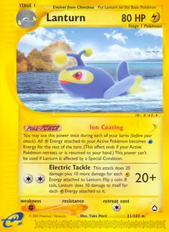 Lanturn Pokemon card from Aquapolis