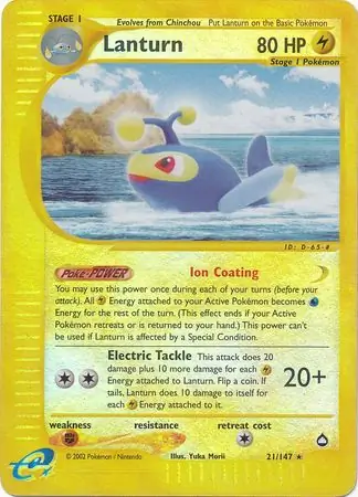 Lanturn Reverse Holo Pokemon card from Aquapolis