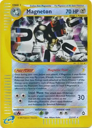 Magneton Reverse Holo Pokemon card from Aquapolis