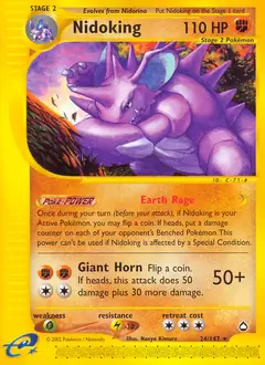Nidoking Pokemon card from Aquapolis