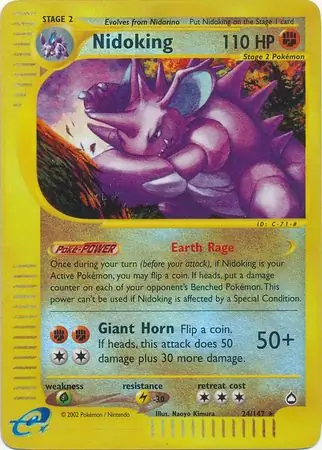 Nidoking Reverse Holo Pokemon card from Aquapolis