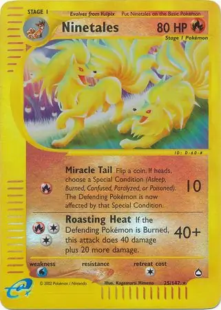 Ninetales Reverse Holo Pokemon card from Aquapolis