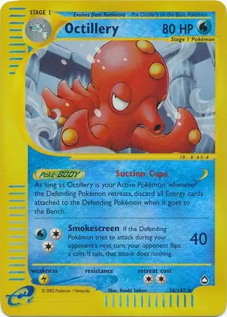 Octillery Reverse Holo Pokemon card from Aquapolis
