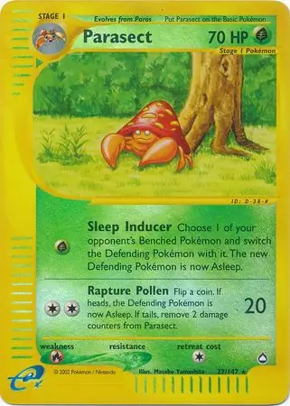 Parasect Reverse Holo Pokemon card from Aquapolis