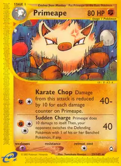 Primeape Pokemon card from Aquapolis