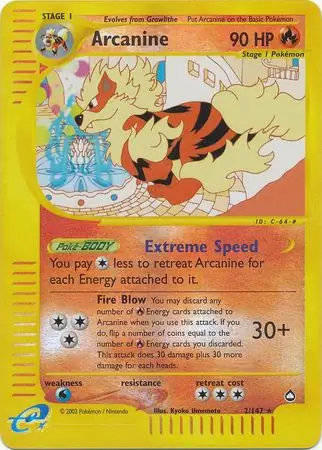 Arcanine Reverse Holo Pokemon card from Aquapolis